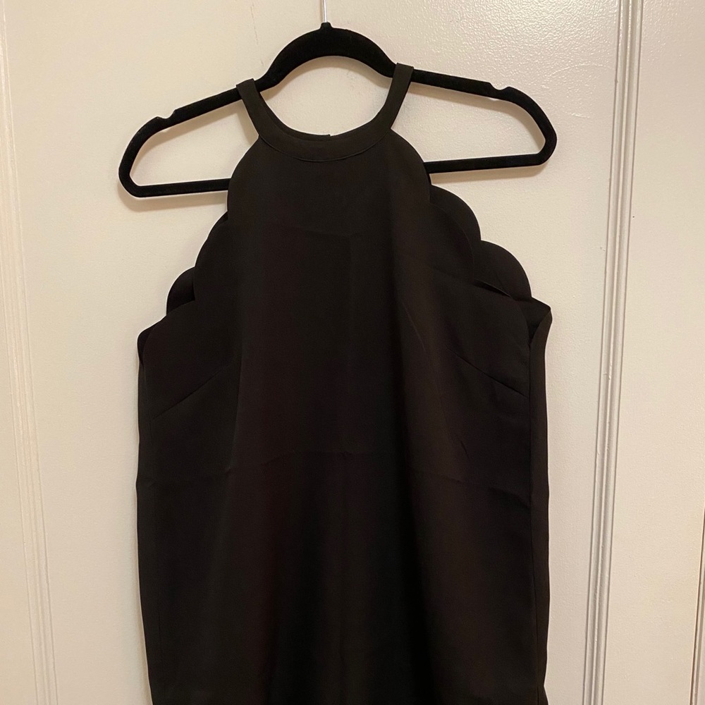 Black Scalloped Edge Mini Dress